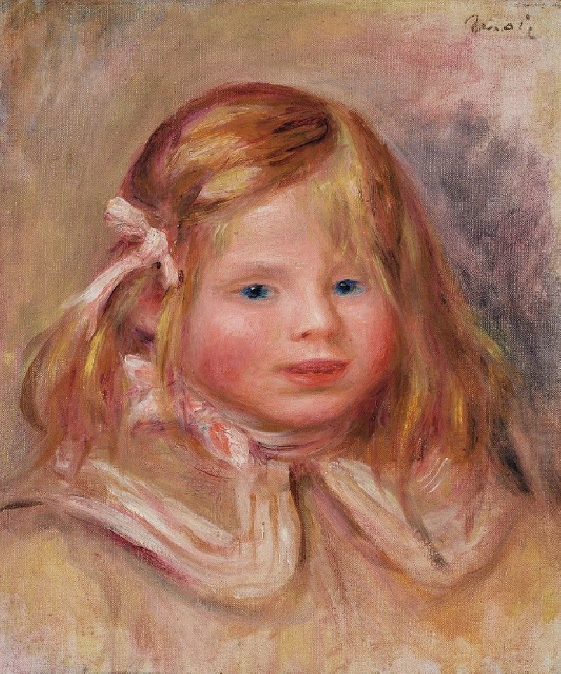 Pierre-Auguste Renoir reprodukcija Coco au ruban rose (circa 1905), VISOS REPRODUKCIJOS , paveikslai, reprodukcijos internetu