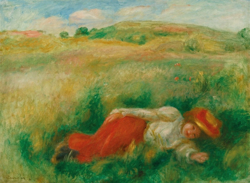 Femme Couchée Dans L’herbe reproduction of painting by Pierre-Auguste Renoir. ALL GICLEE PRINTS