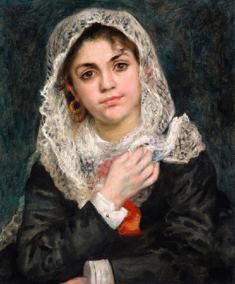 Lise in a White Shawl (c. 1872) reproduction of painting by Pierre-Auguste Renoir. ALL GICLEE PRINTS