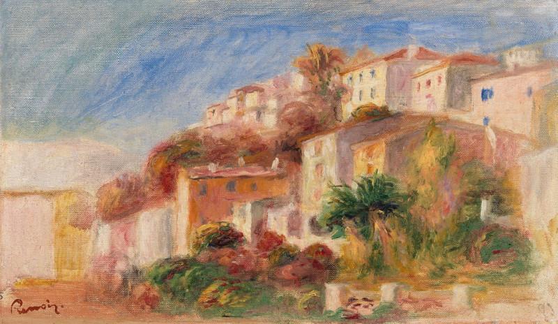 View from the Garden of the Post Office, Cagnes (Village vu du jardin de la poste, Cagnes) (c. 1908) reproduction of painting...