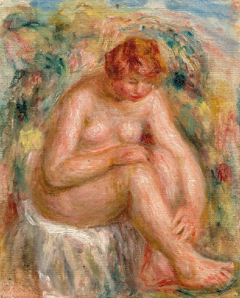 Femme nue assise vue de trois-quarts reproduction of painting by Pierre-Auguste Renoir. ALL GICLEE PRINTS