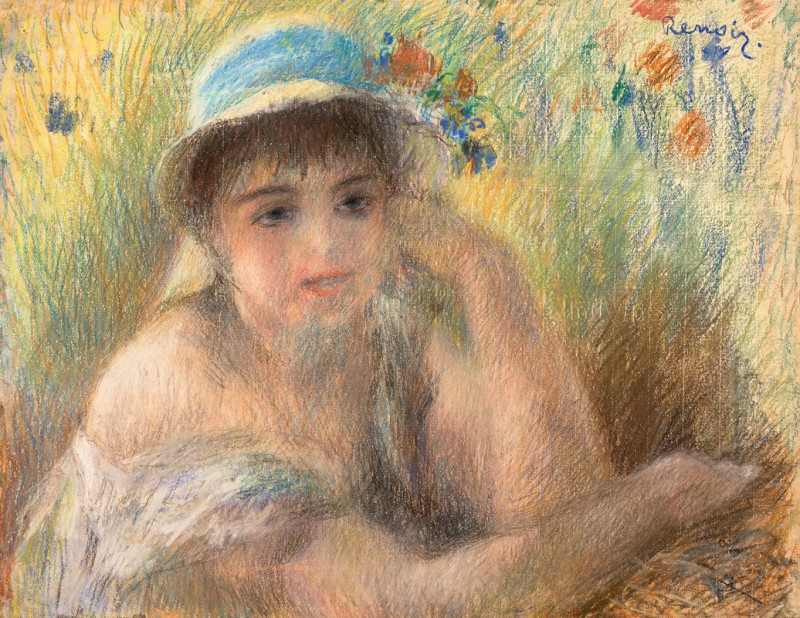 Jeune fille (L’Eté) (circa 1880) reproduction of painting by Pierre-Auguste Renoir. ALL GICLEE PRINTS