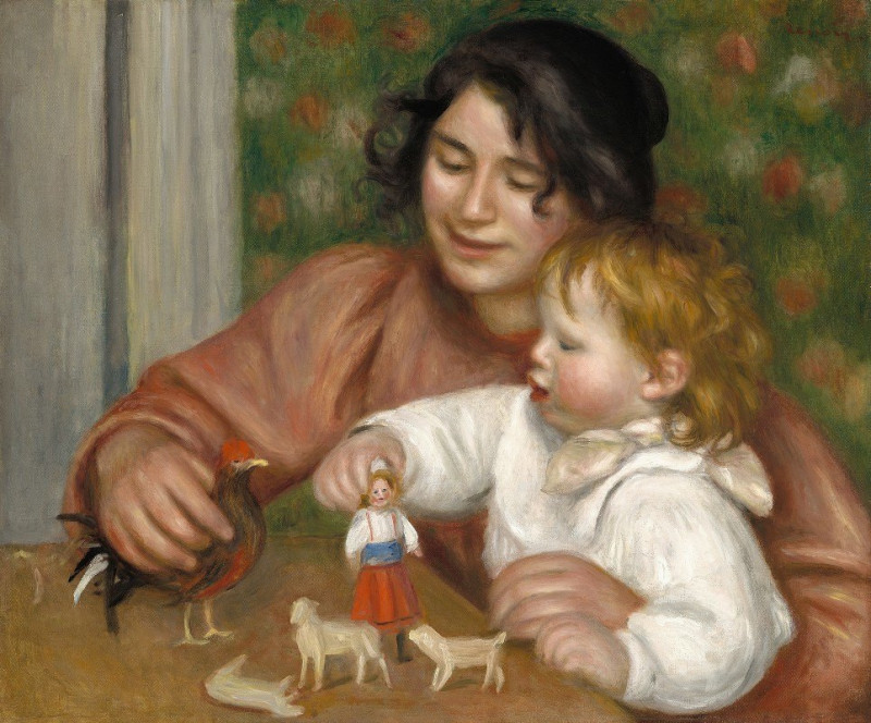 Child with Toys – Gabrielle and the Artist’s Son, Jean (1895-1896) reproduction of painting by Pierre-Auguste Renoir. ALL GIC...