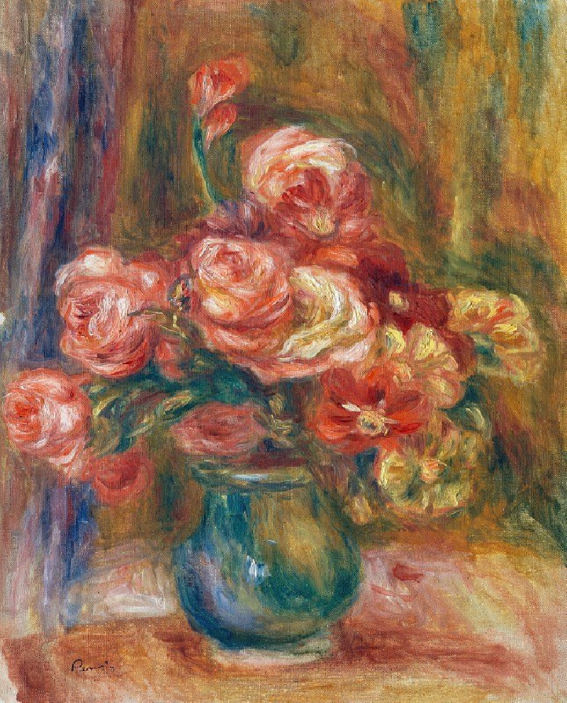 Vase of Roses (c. 1890-1900) reproduction of painting by Pierre-Auguste Renoir. ALL GICLEE PRINTS