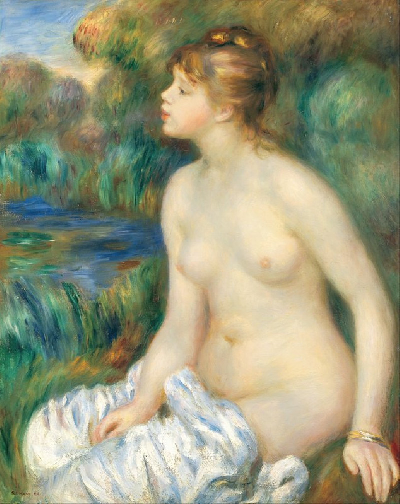 Bather (1891) reproduction of painting by Pierre-Auguste Renoir. ALL GICLEE PRINTS