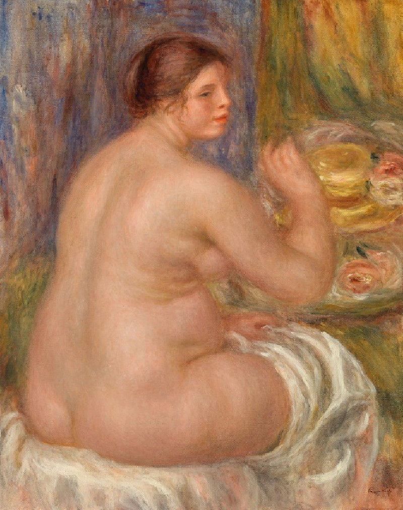 Nude from the Back (Nu de dos) (1917) reproduction of painting by Pierre-Auguste Renoir. Nude