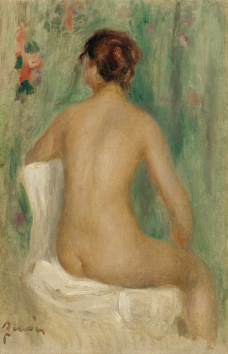 Nu Assis, De Dos (circa 1895) reproduction of painting by Pierre-Auguste Renoir. ALL GICLEE PRINTS