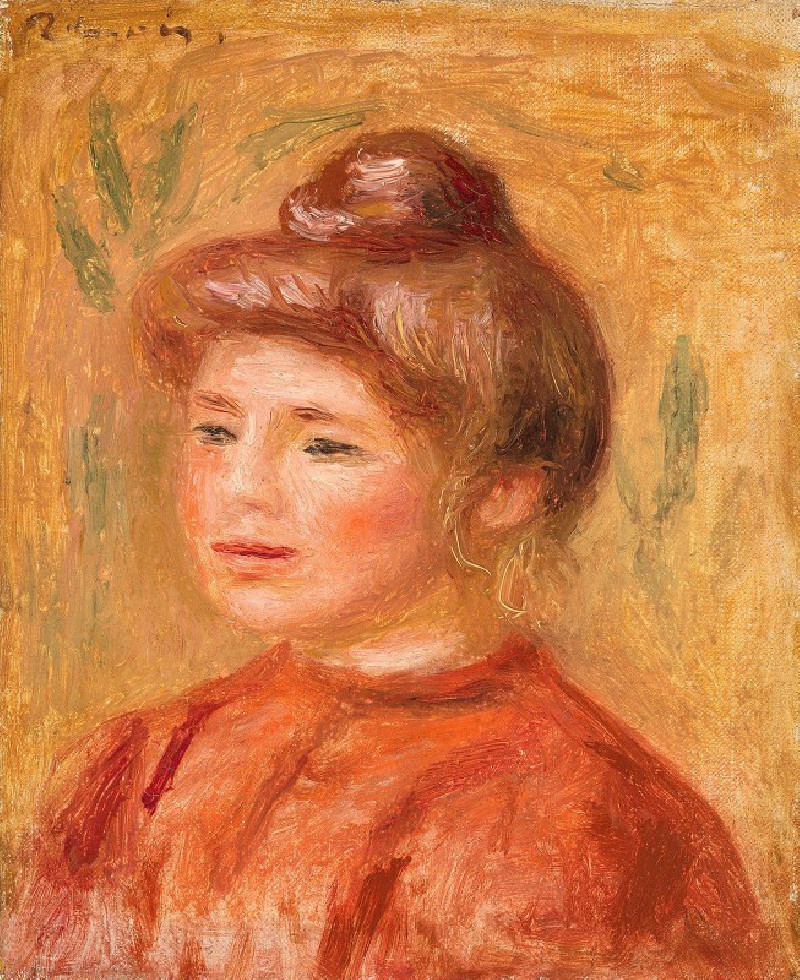 Bust of Woman in Red (Buste de femme en rouge) (1905–1908) reproduction of painting by Pierre-Auguste Renoir. ALL GICLEE PRINTS