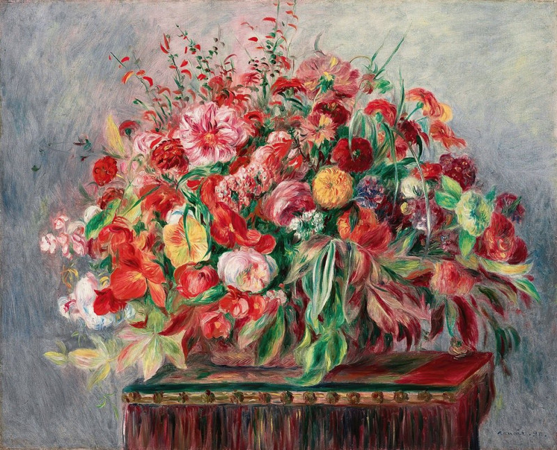 Corbeille de fleurs (1890) reproduction of painting by Pierre-Auguste Renoir. ALL GICLEE PRINTS