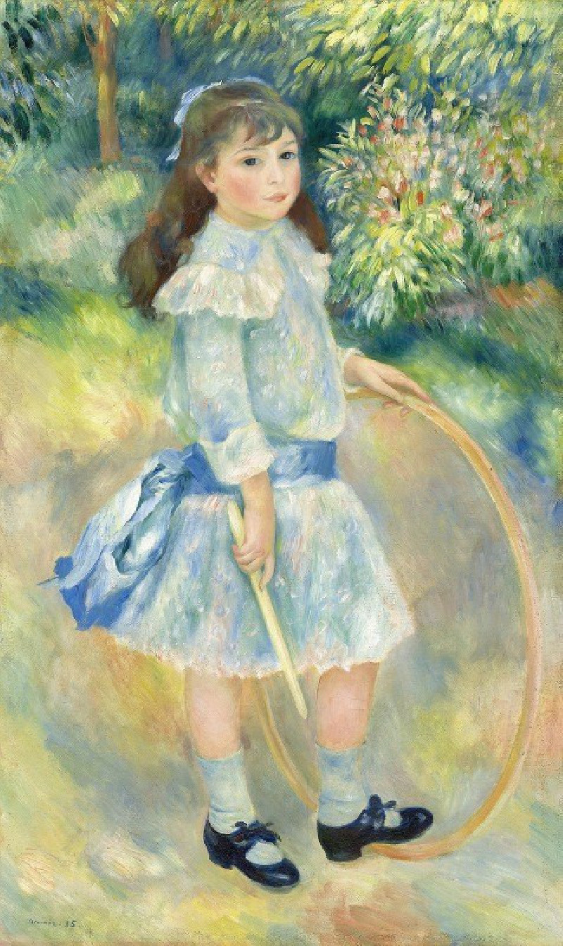 Girl with a Hoop (1885) reproduction of painting by Pierre-Auguste Renoir. ALL GICLEE PRINTS