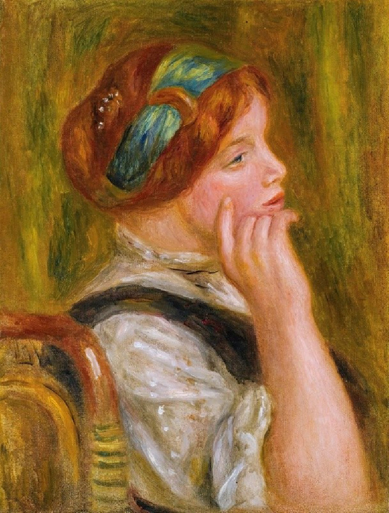 Portrait De Femme Au Bandeau Vert (circa 1905) reproduction of painting by Pierre-Auguste Renoir. ALL GICLEE PRINTS