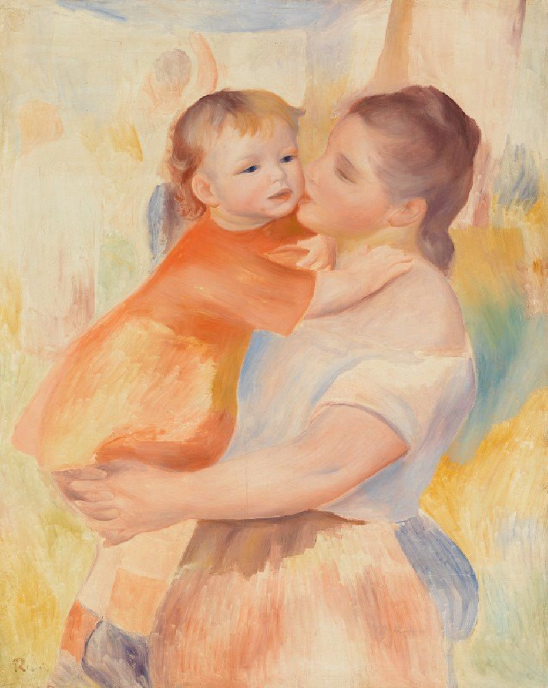 Washerwoman and Child (La Blanchisseuse et son enfant) (1886) reproduction of painting by Pierre-Auguste Renoir. ALL GICLEE P...