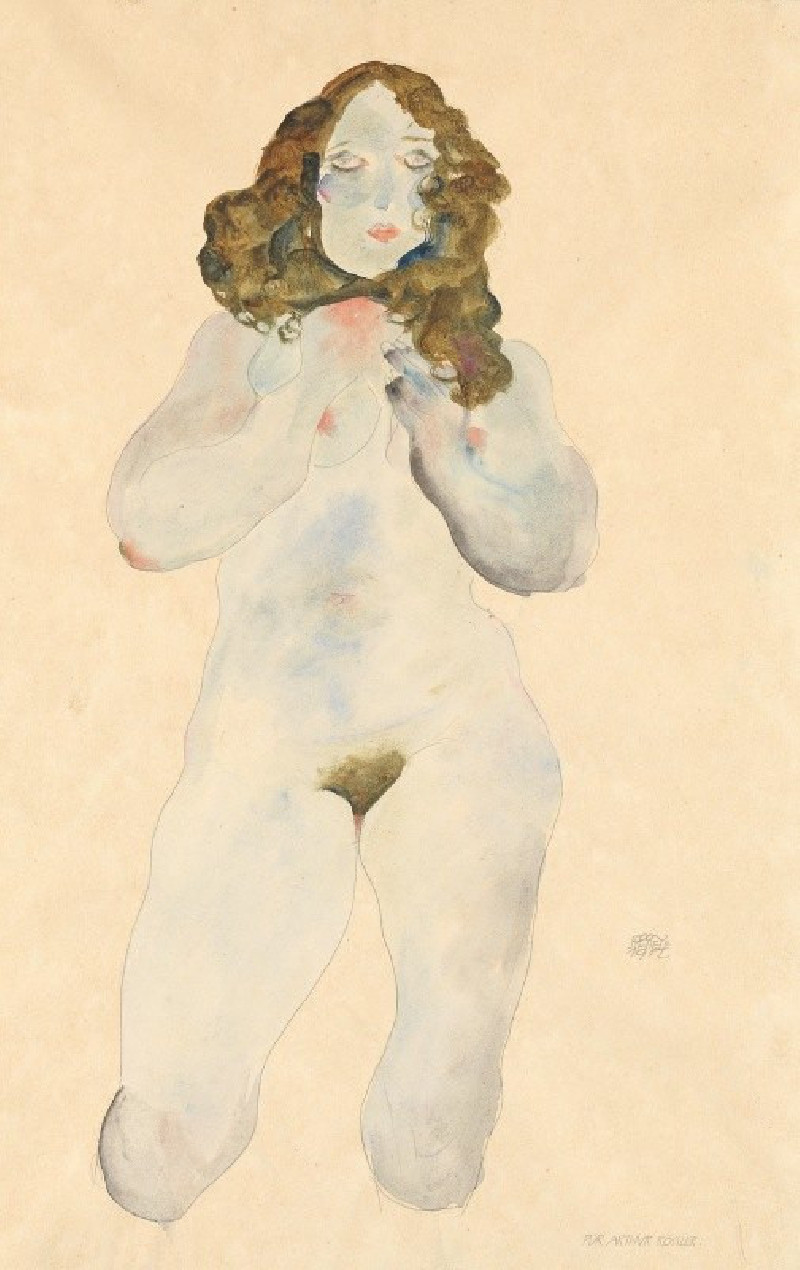 Kniender weiblicher Akt (1912) reproduction of painting by Egon Schiele. ALL GICLEE PRINTS