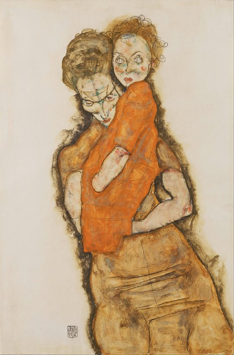 Mother and Child (1914) reproduction of painting by Egon Schiele. ALL GICLEE PRINTS