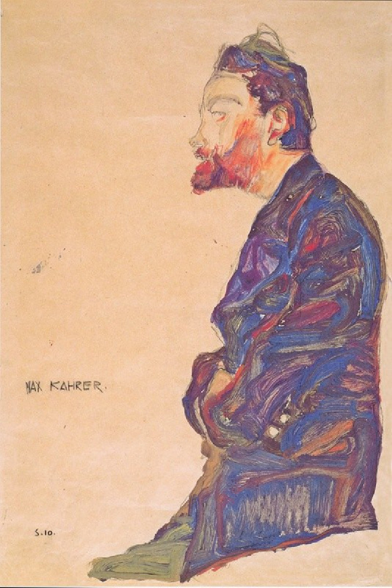 Max Kahrer im Profil (1910) reproduction of painting by Egon Schiele. ALL GICLEE PRINTS