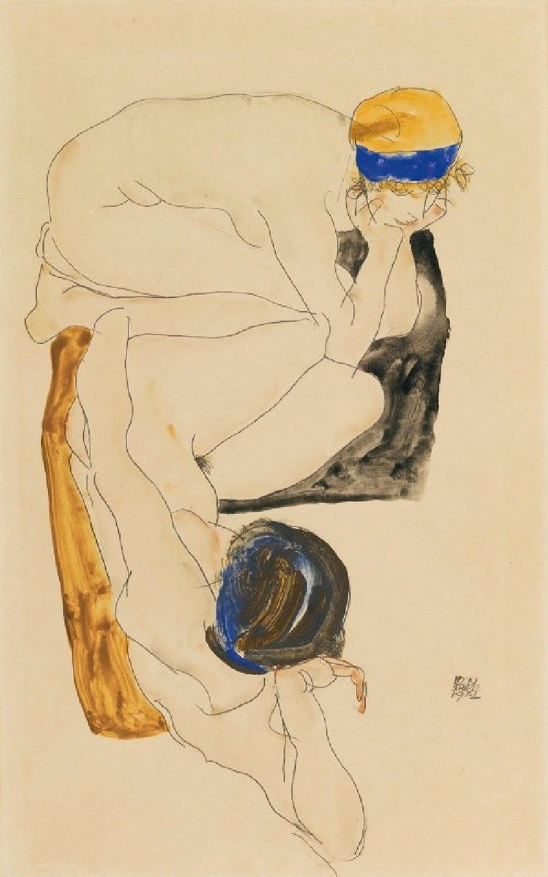 Egon Schiele reprodukcija Two Reclining Figures ( 1912), VISOS REPRODUKCIJOS , paveikslai, reprodukcijos internetu