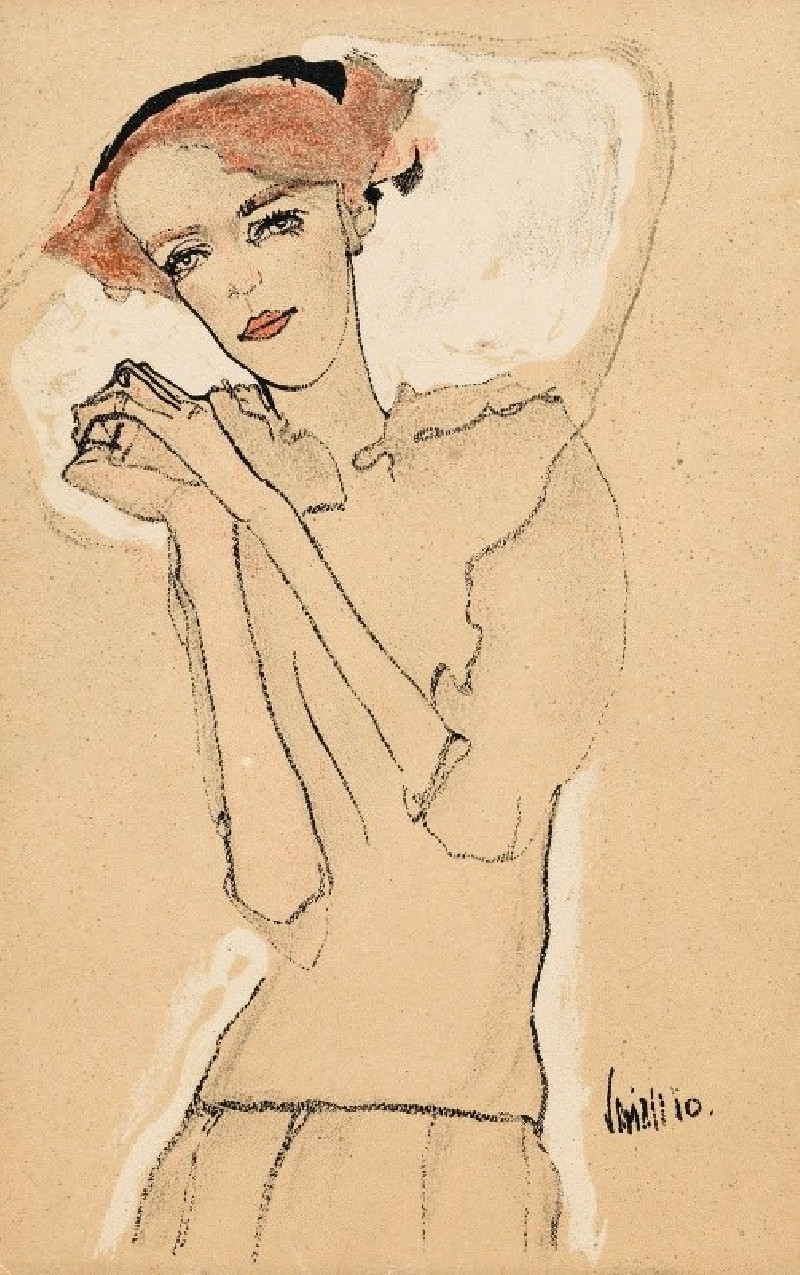 Frauenbildnis III reproduction of painting by Egon Schiele. ALL GICLEE PRINTS