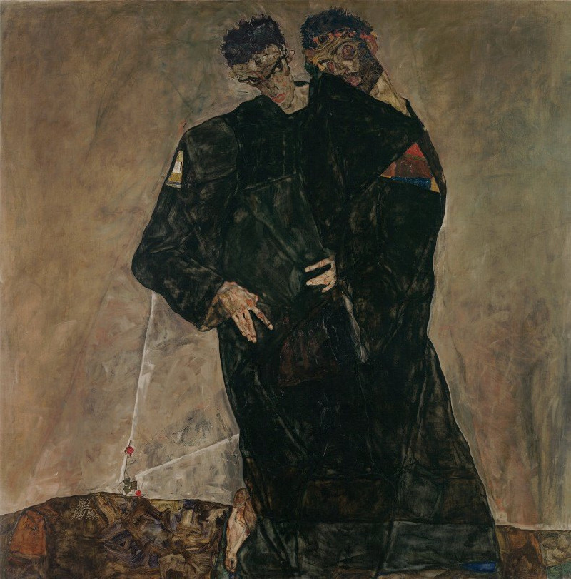 The Hermits (1912) reproduction of painting by Egon Schiele. ALL GICLEE PRINTS