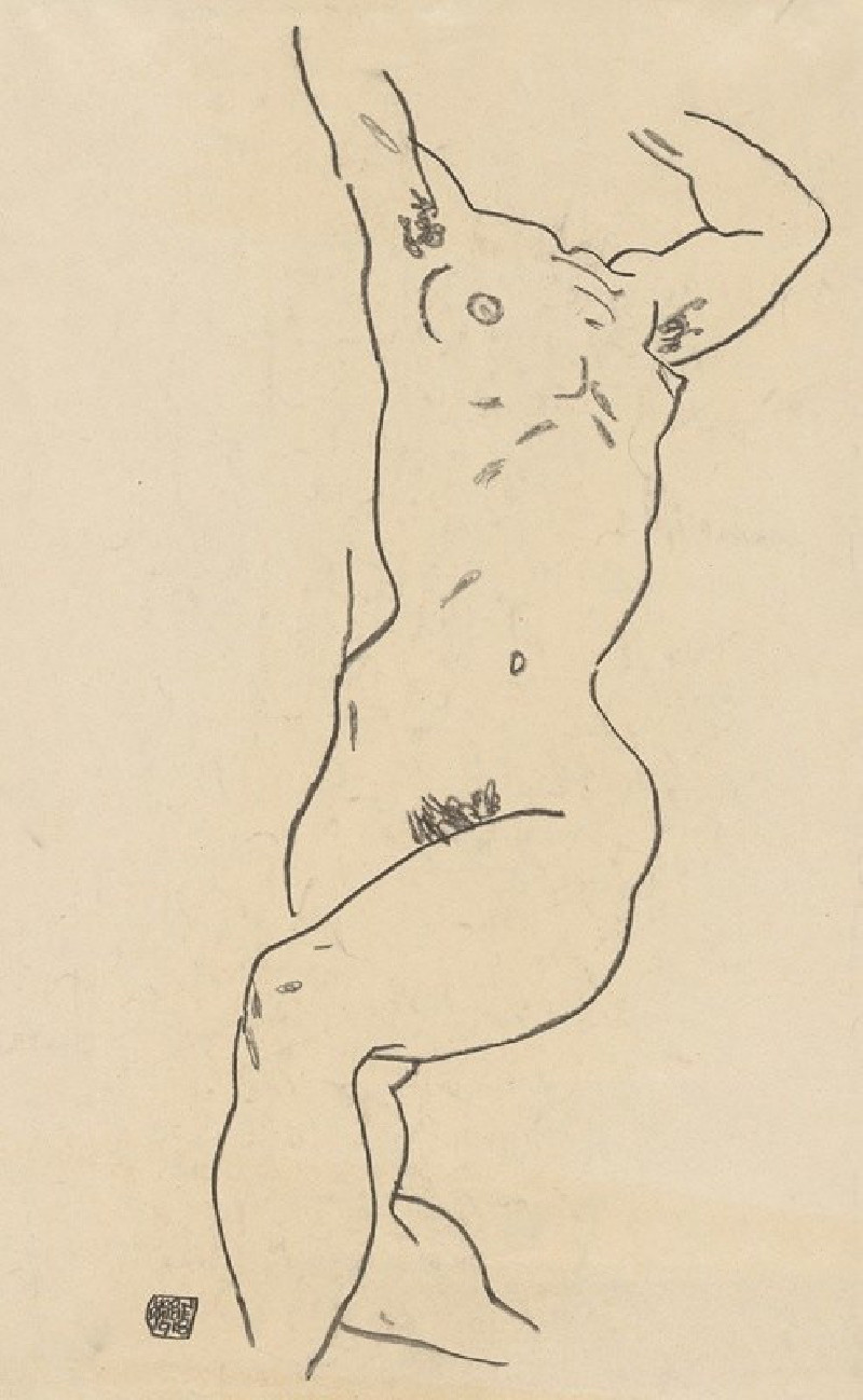 Torso of a Nude (1918) reproduction of painting by Egon Schiele. Nude