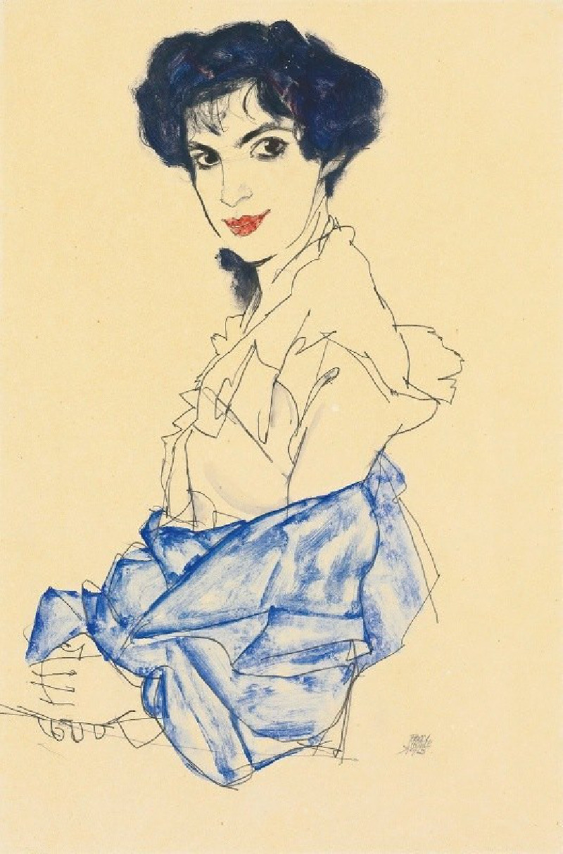 Elisabeth Lederer, Seated With Hands Folded (1913) reproduction of painting by Egon Schiele. ALL GICLEE PRINTS