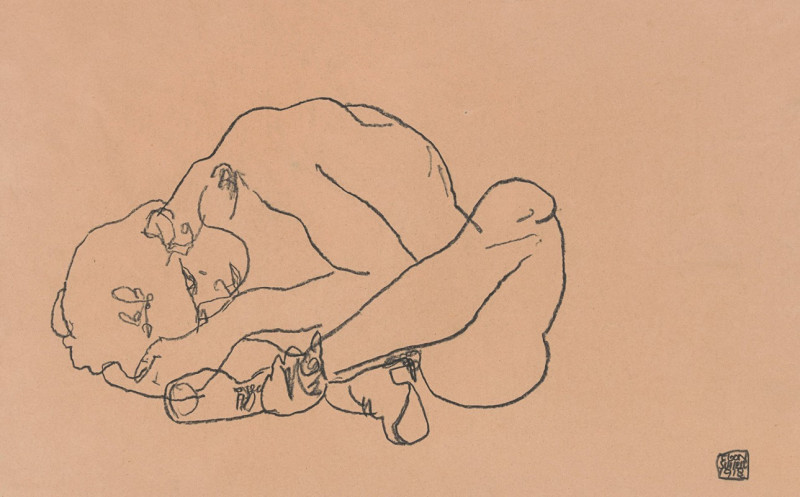 Squatting Woman (1918) reproduction of painting by Egon Schiele. ALL GICLEE PRINTS