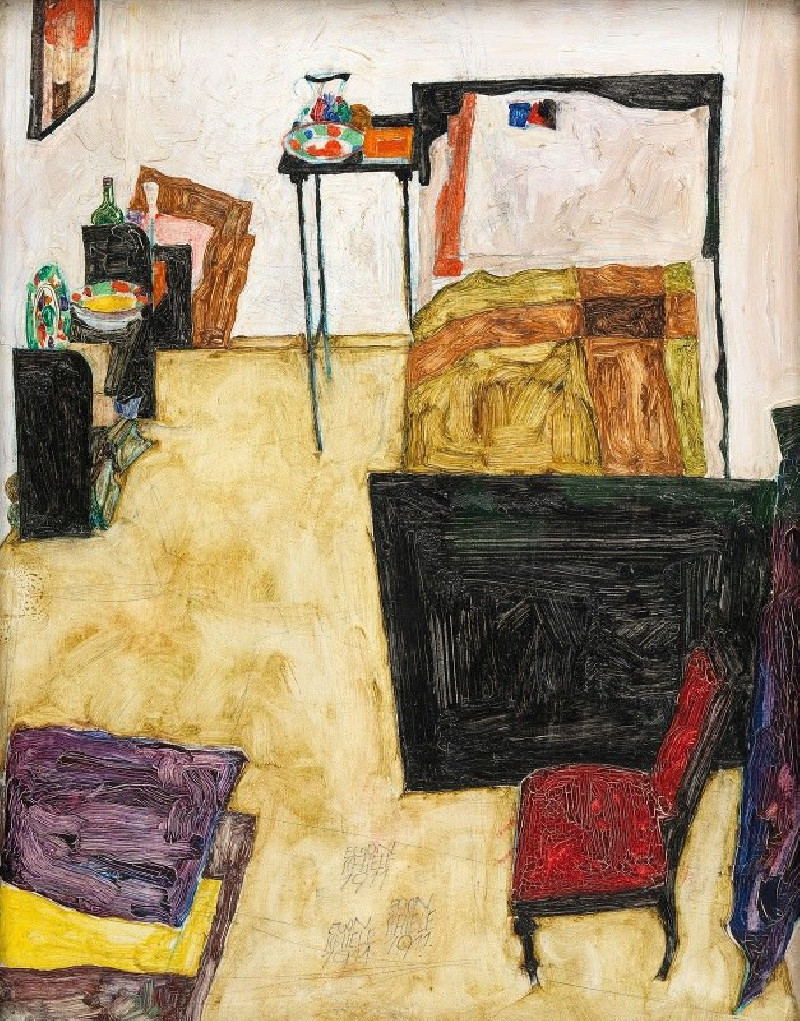 Mein Wohnzimmer (Das Zimmer des Künstlers in Neulengbach) (1911) reproduction of painting by Egon Schiele. ALL GICLEE PRINTS