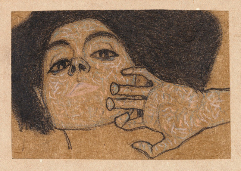 Head of a Woman (1908) reproduction of painting by Egon Schiele. ALL GICLEE PRINTS