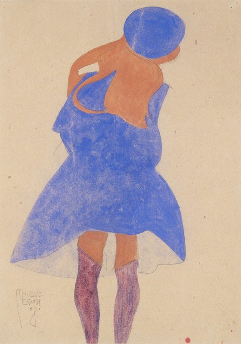 Standing Girl, Back View (1908) reproduction of painting by Egon Schiele. ALL GICLEE PRINTS