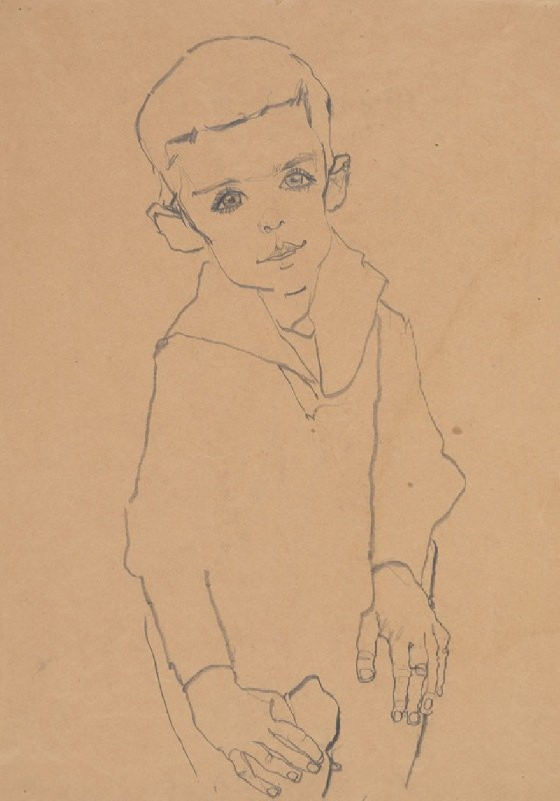 Portrait of Herbert Rainer (1910) reproduction of painting by Egon Schiele. ALL GICLEE PRINTS