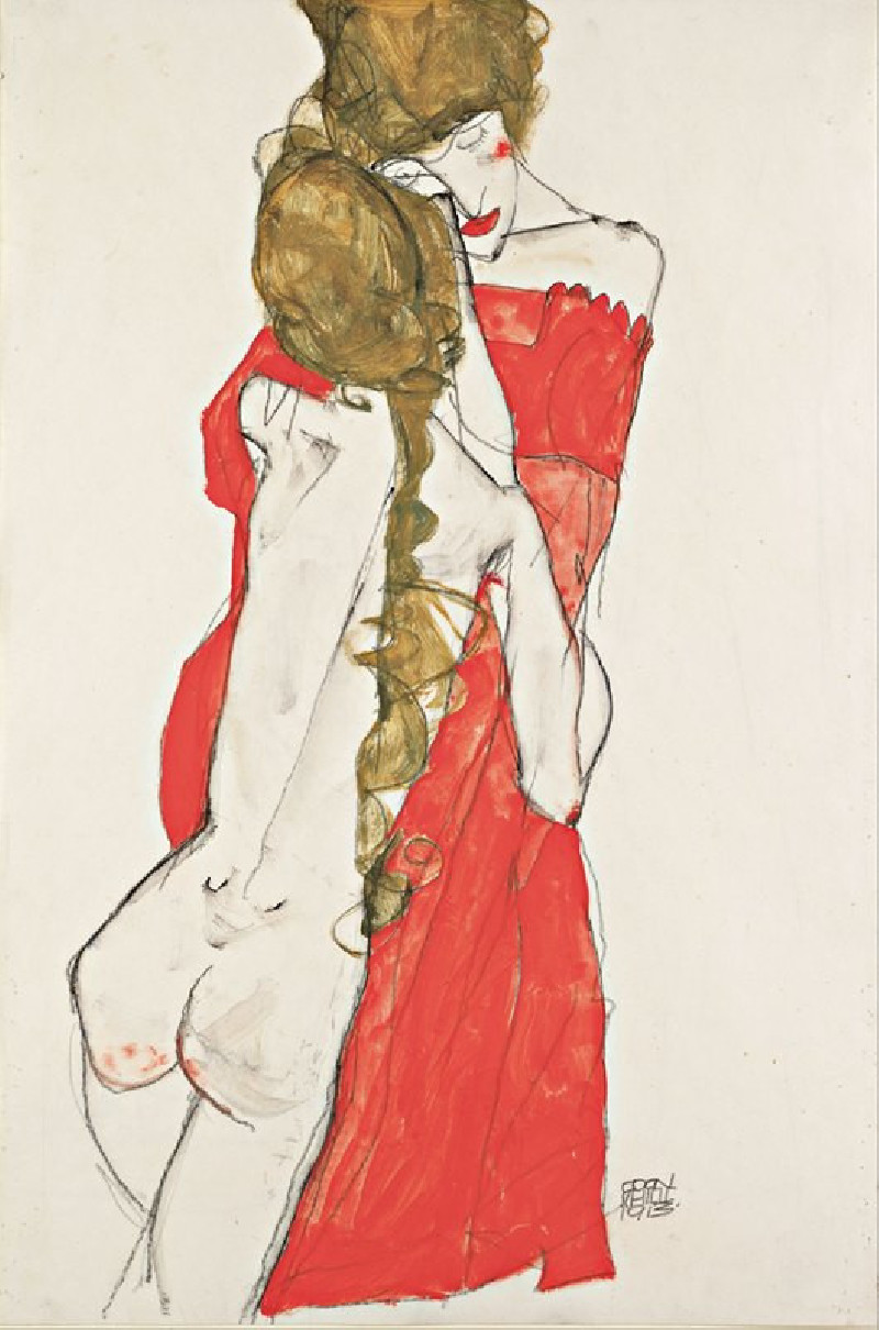 Mother and Daughter (1913) reproduction of painting by Egon Schiele. ALL GICLEE PRINTS