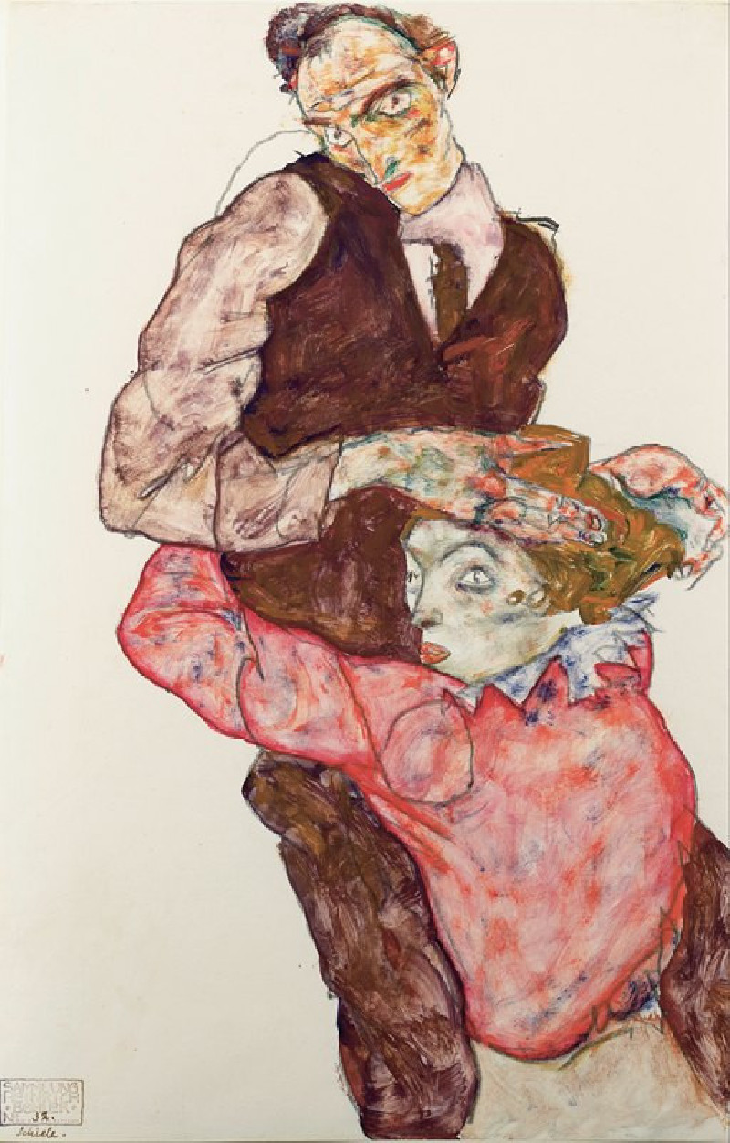 Lovers (1914) reproduction of painting by Egon Schiele. ALL GICLEE PRINTS