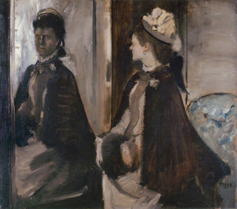 Mrs Jeantaud In The Mirror (circa 1875) reproduction of painting by Edgar Degas. ALL GICLEE PRINTS