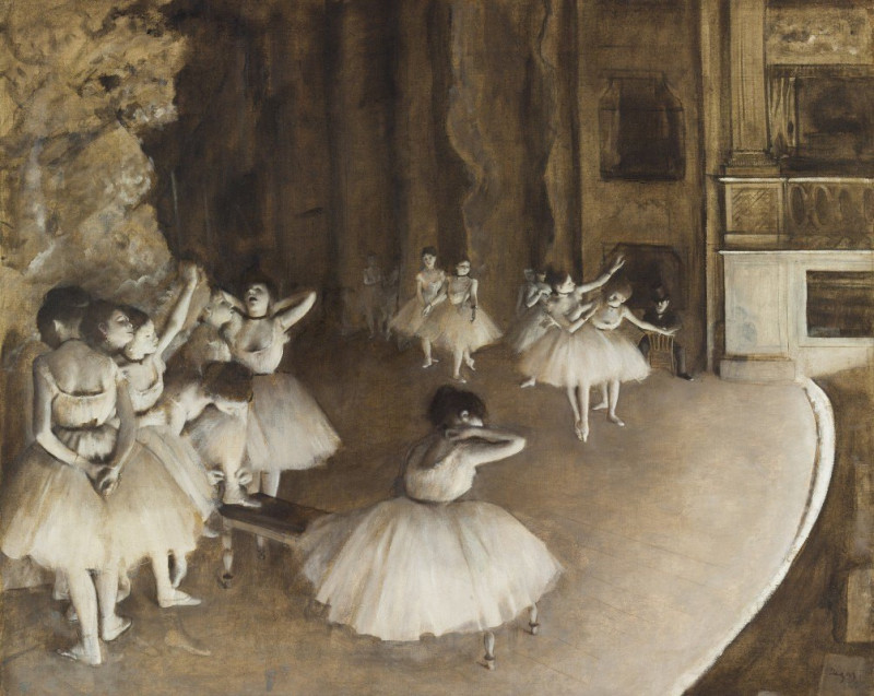 Ballet Rehearsal On Stage reproduction of painting by Edgar Degas. ALL GICLEE PRINTS