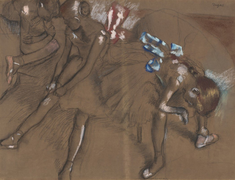 Three Dancers Resting (c. 1880) reproduction of painting by Edgar Degas. ALL GICLEE PRINTS