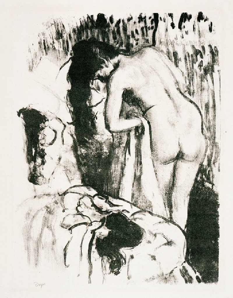 Nude Woman Standing, Drying Herself (circa 1891-1892) reproduction of painting by Edgar Degas. Nude