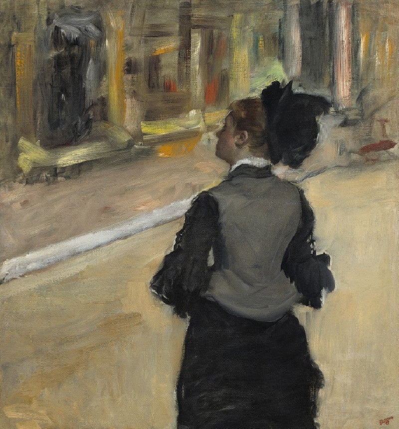 Woman Viewed from Behind (Visit to a Museum) (c. 1879-1885) reproduction of painting by Edgar Degas. ALL GICLEE PRINTS