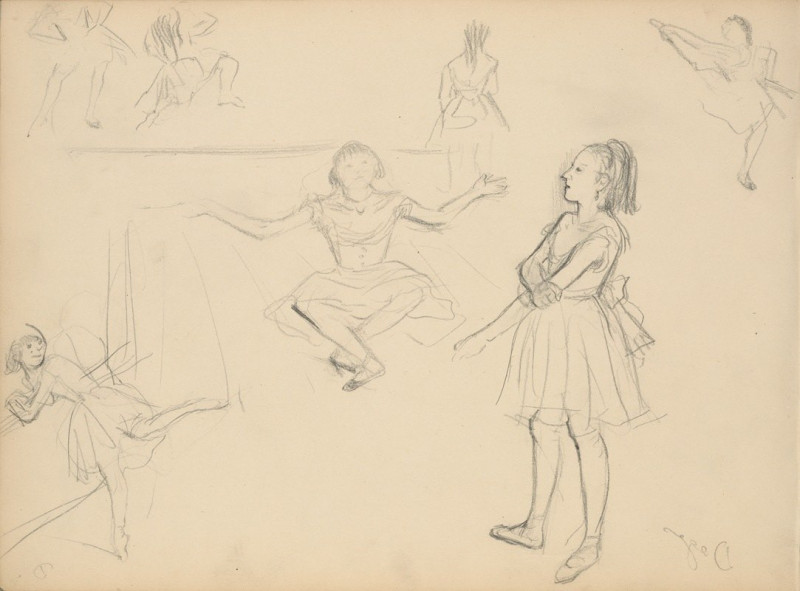 Ballet Dancers Rehearsing (1877) reproduction of painting by Edgar Degas. ALL GICLEE PRINTS