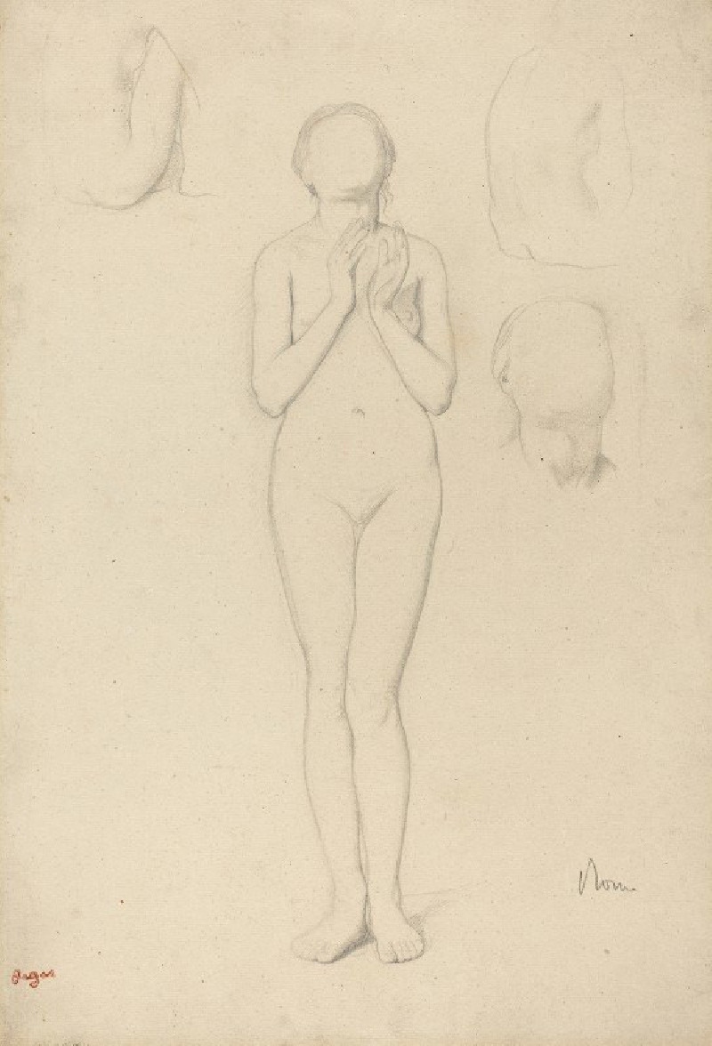 Study of a Female Nude (1856-1858) reproduction of painting by Edgar Degas. Nude