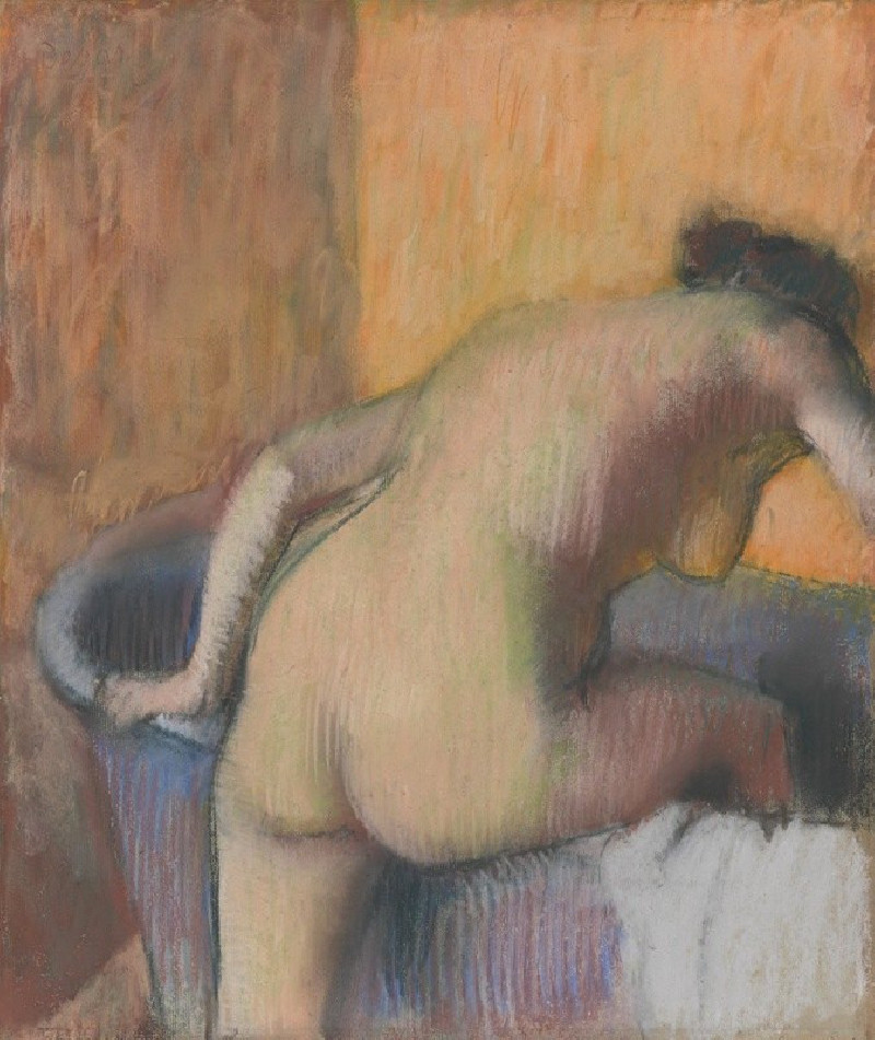 Bather Stepping into a Tub (ca. 1890) reproduction of painting by Edgar Degas. ALL GICLEE PRINTS