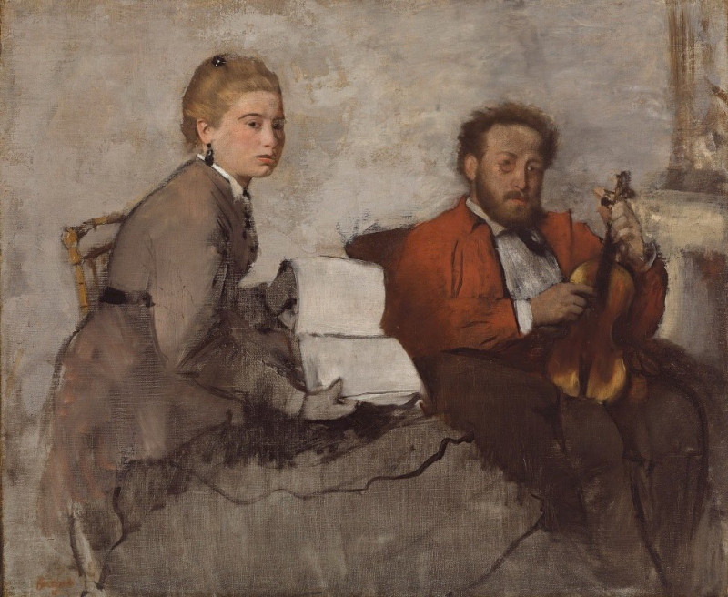 Violinist and Young Woman (ca. 1871) reproduction of painting by Edgar Degas. ALL GICLEE PRINTS