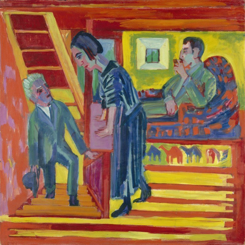 The Visit – Couple and Newcomer (1922) reproduction of painting by Ernst Ludwig Kirchner. ALL GICLEE PRINTS