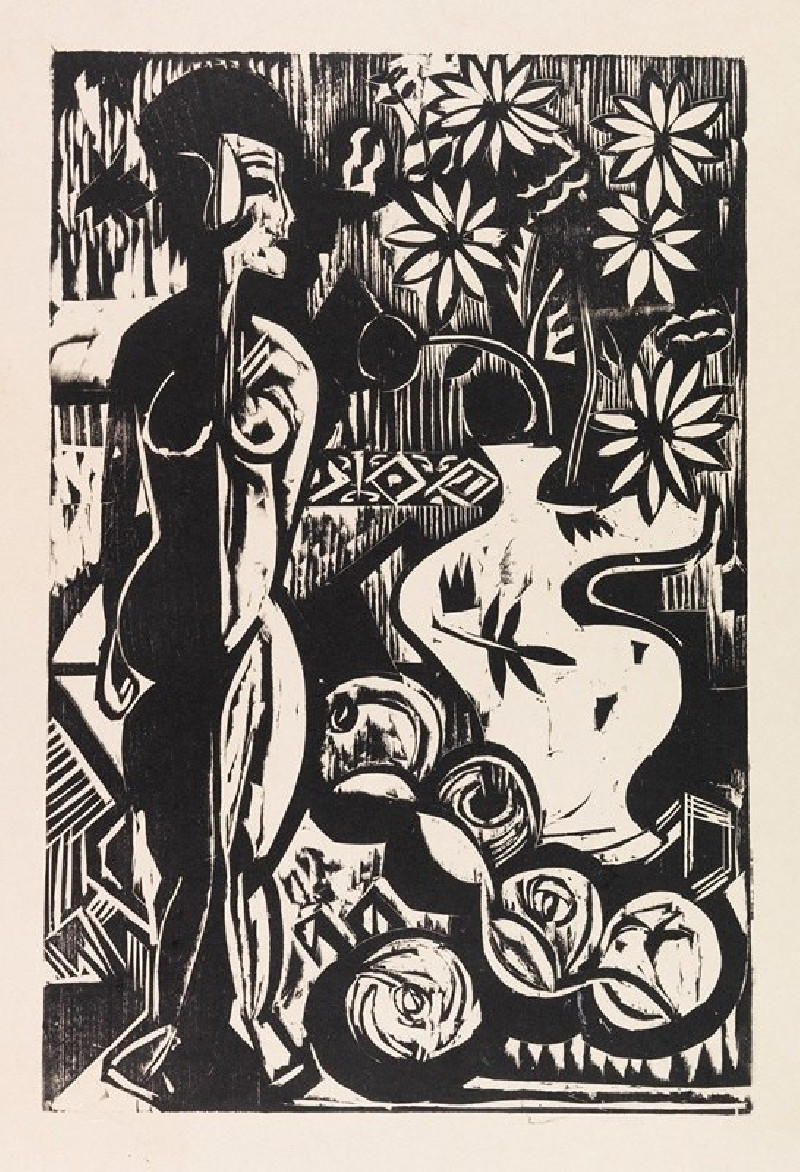 Stilleben mit Plastik (1925) reproduction of painting by Ernst Ludwig Kirchner. ALL GICLEE PRINTS