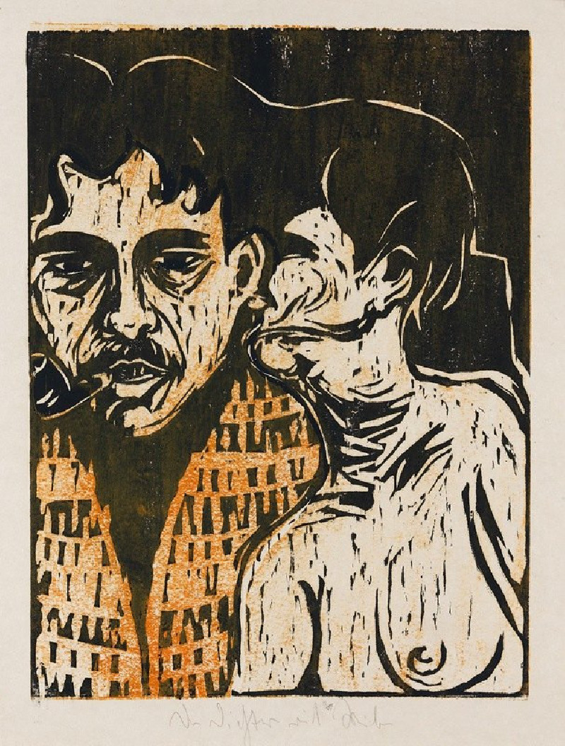 Maler und Modell – Dichter und Weib (1907) reproduction of painting by Ernst Ludwig Kirchner. ALL GICLEE PRINTS