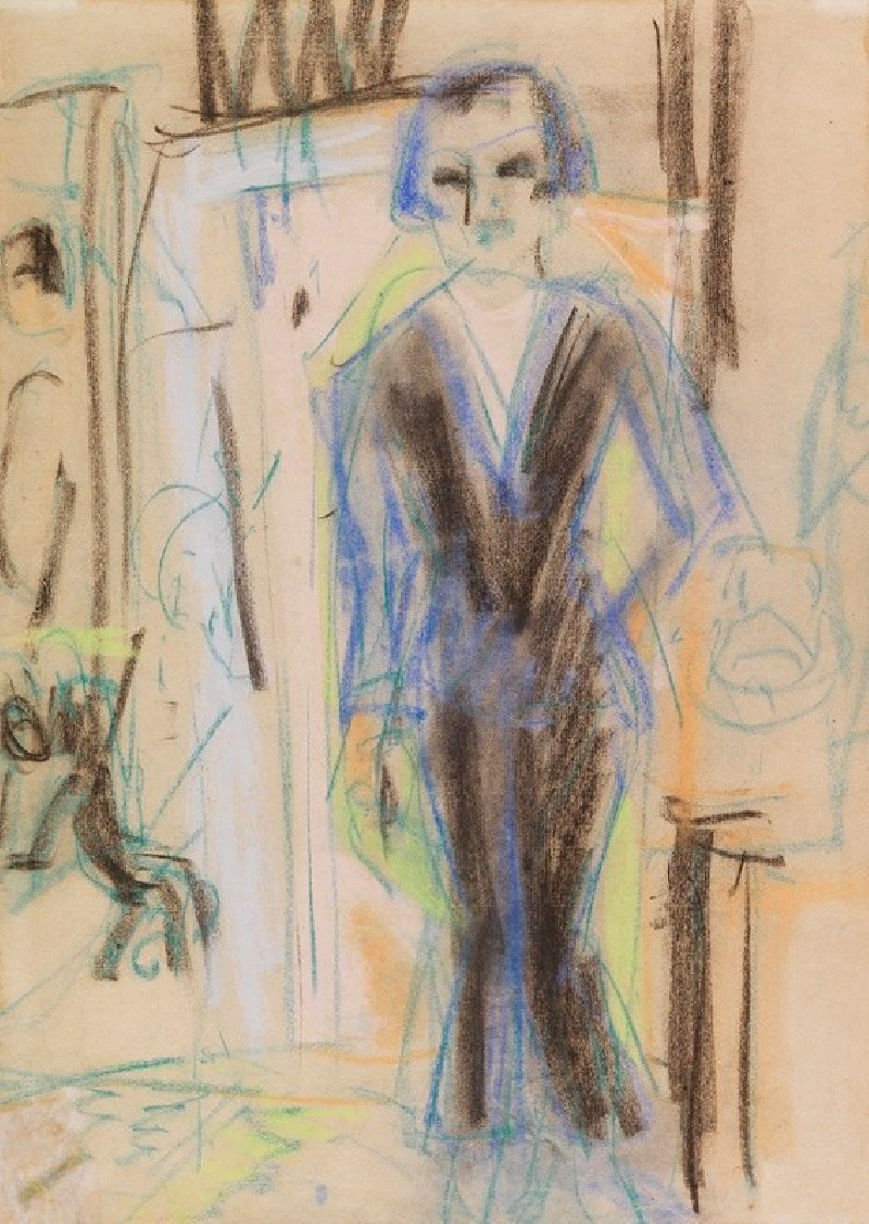 Ernst Ludwig Kirchner reprodukcija Stehende Dame im Abendkleid (1918), VISOS REPRODUKCIJOS , paveikslai, reprodukcijos internetu