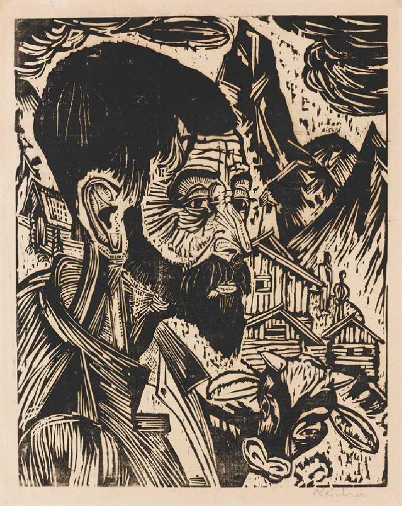 Sennkopf (Martin Schmied) (1917) reproduction of painting by Ernst Ludwig Kirchner. ALL GICLEE PRINTS