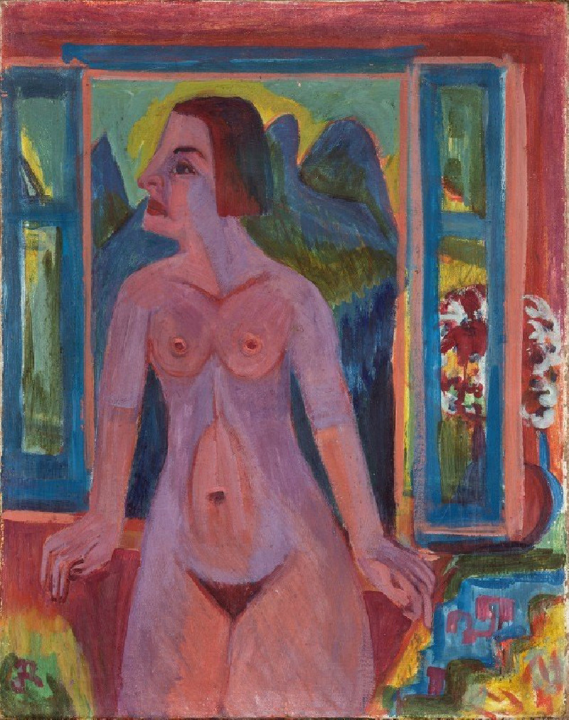 Nude Woman at window (1922 – 1923) reproduction of painting by Ernst Ludwig Kirchner. Nude