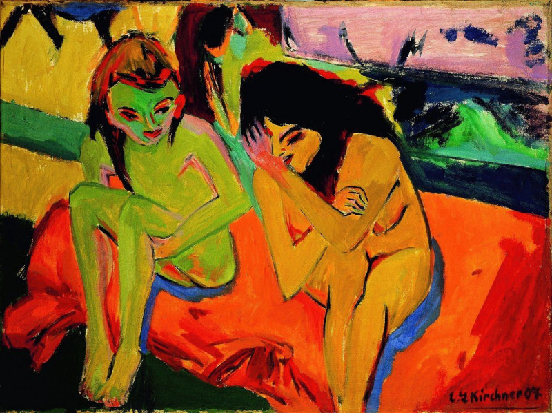 Ernst Ludwig Kirchner reprodukcija Two Girls (1910), VISOS REPRODUKCIJOS , paveikslai, reprodukcijos internetu