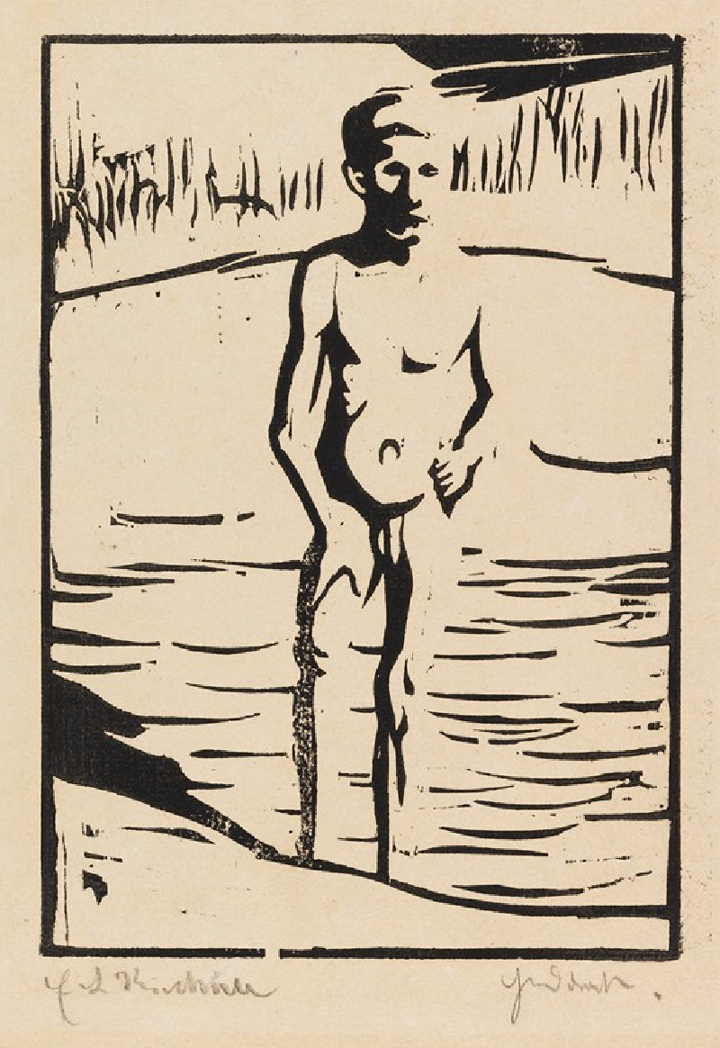 Ernst Ludwig Kirchner reprodukcija Badender Junge (1904), VISOS REPRODUKCIJOS , paveikslai, reprodukcijos internetu