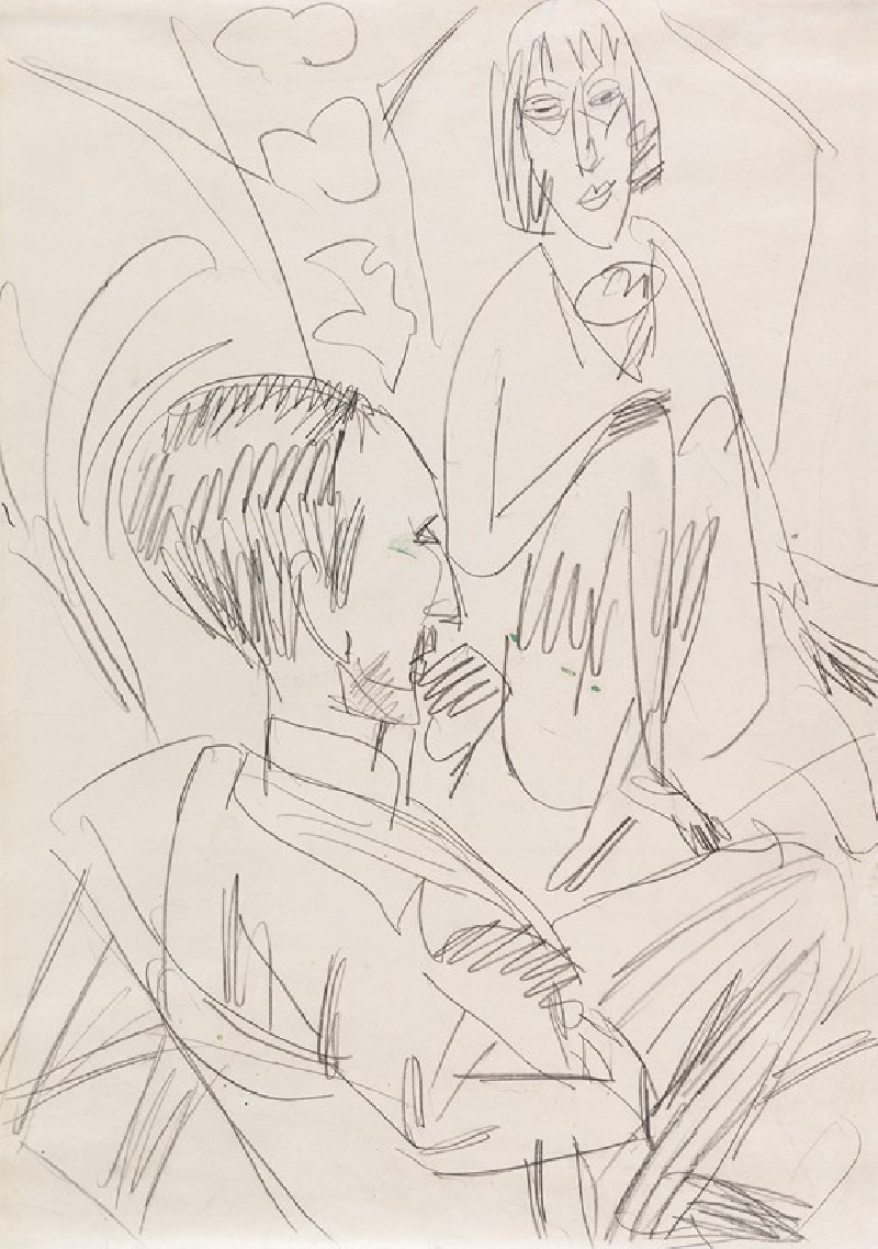 Gewecke und Erna (1913) reproduction of painting by Ernst Ludwig Kirchner. ALL GICLEE PRINTS