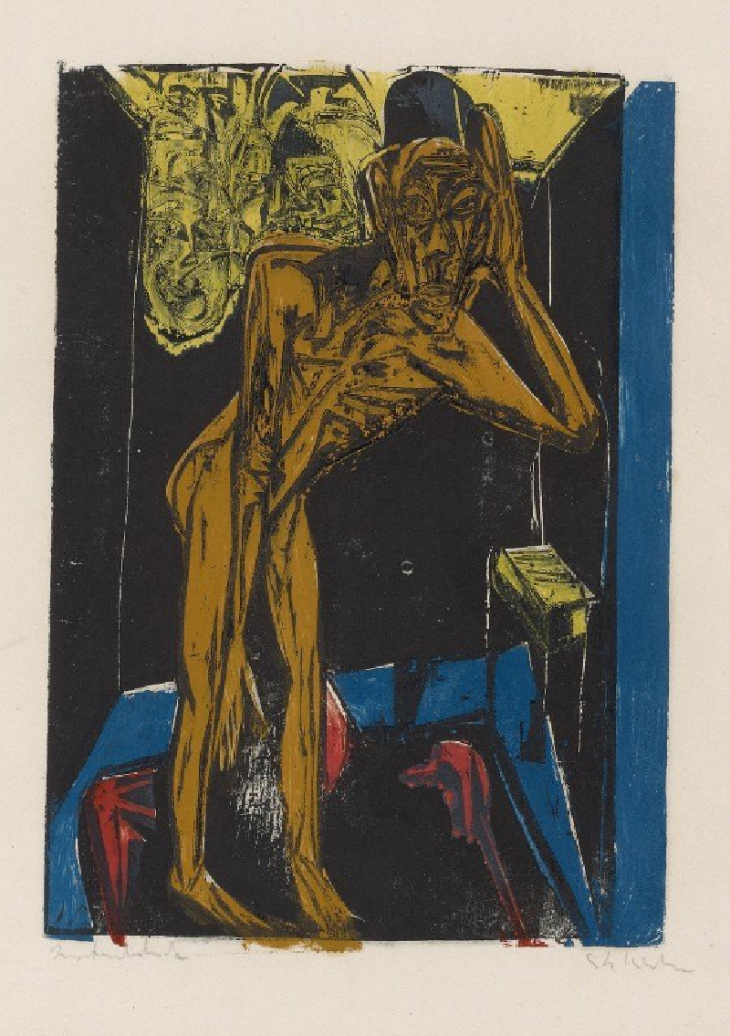 Schlemihl in der Einsamkeit des Zimmers (1915) reproduction of painting by Ernst Ludwig Kirchner. ALL GICLEE PRINTS